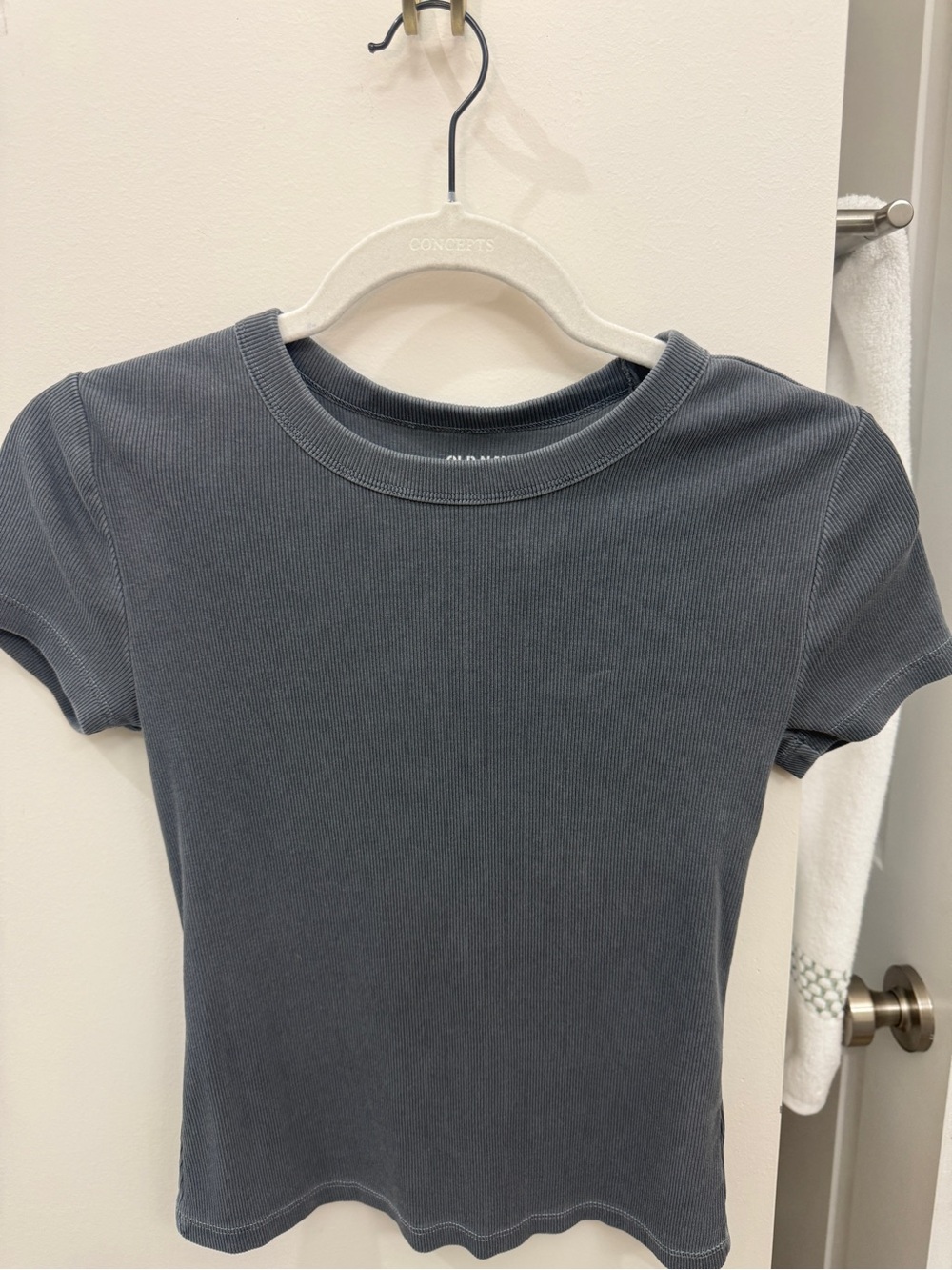 Old Navy Short Sleeve Ribbed Tee - Slate Gray Blue